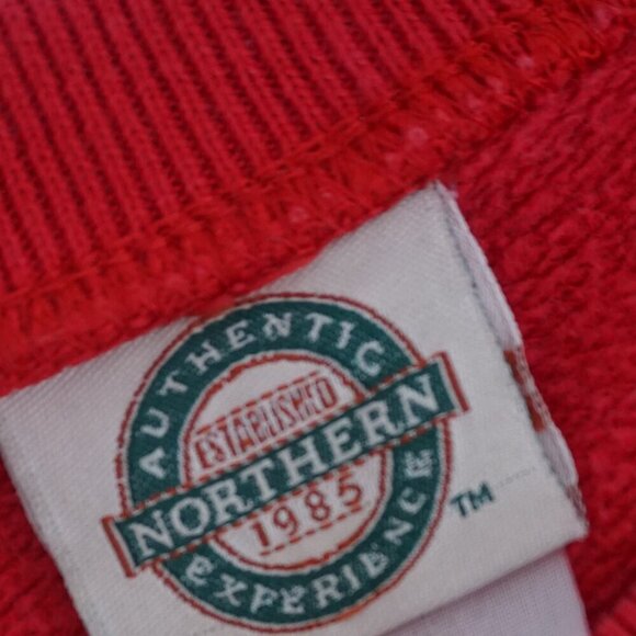 Vintage Northern Reflections Red Navy 100% Cotton Crewneck Varsity Sweater XL - Picture 10 of 10
